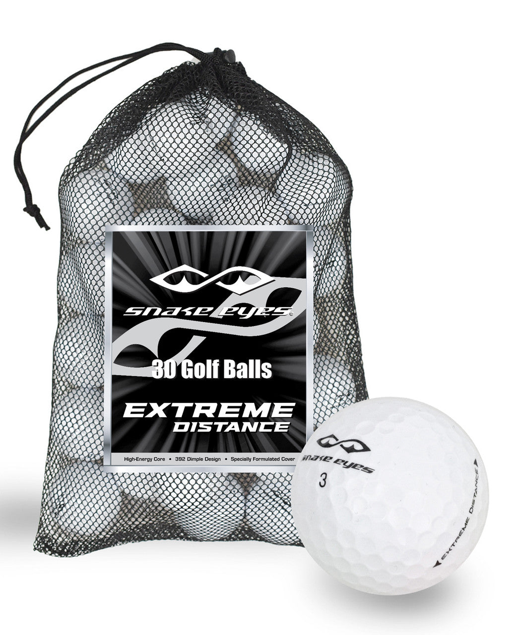 Snake Eyes Extreme Distance Golf Balls - Mesh Bag 30 Ball Pack