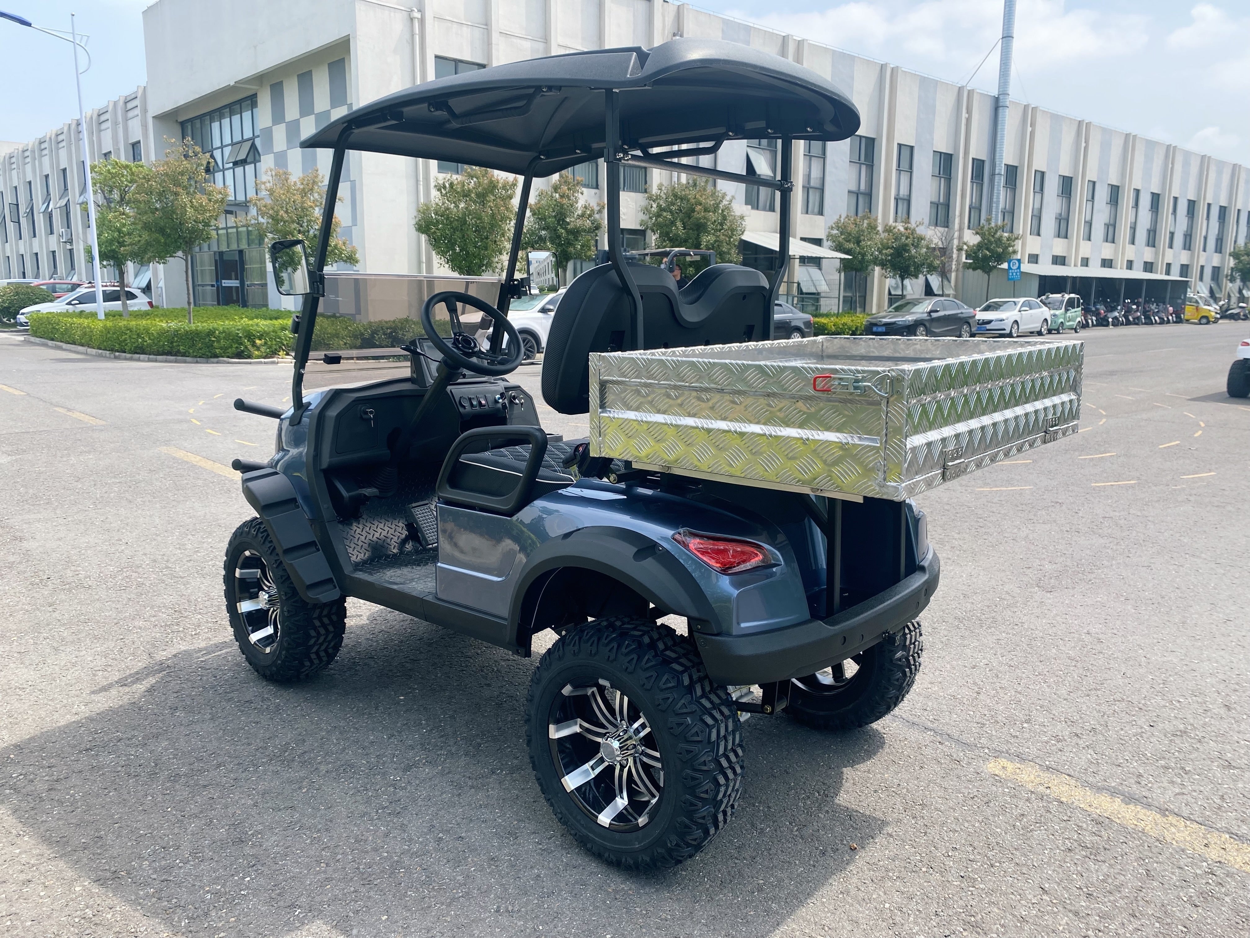 The Carts Club Venture Lifted Electric Utility Golf Cart Cargo Box UTV 2 Passenger